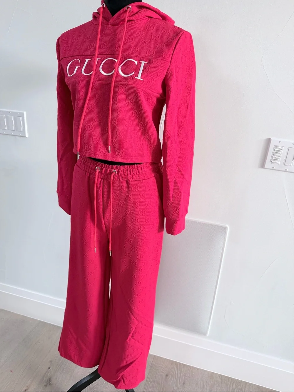Women’s Red Logo Hoodie & Wide-Leg Sweatpants Set size S